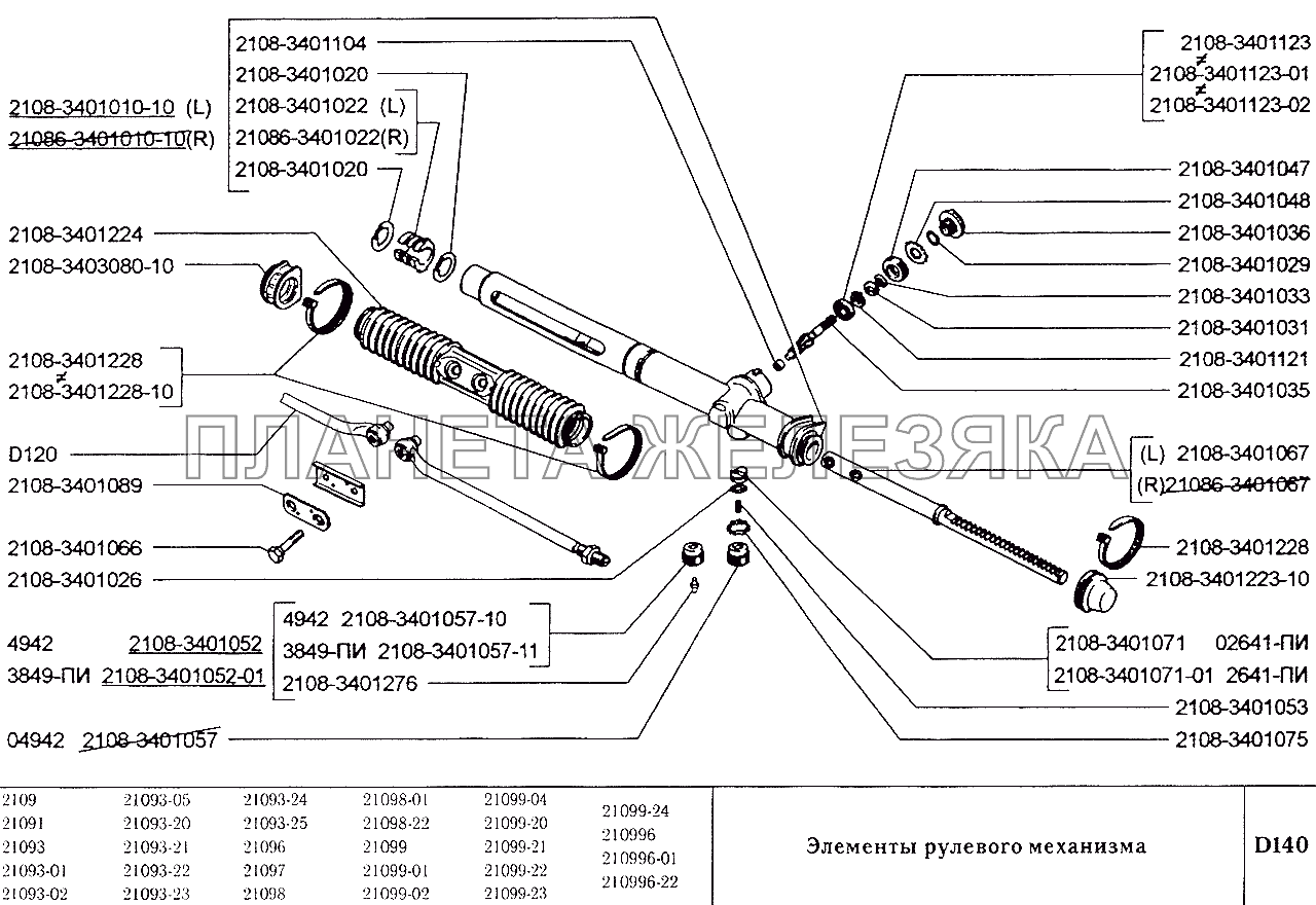 Элементы рулевого механизма ВАЗ-2109